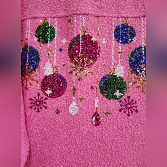 NWT Peach Love Sequin Ornament Sherpa Jacket - Picture 2 of 5